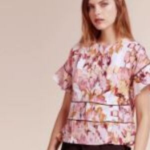 Donna Karan Neiman Marcus Water Garden  100% Linen Top